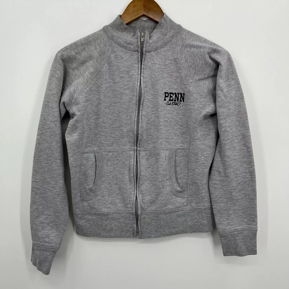 Jones & Mitchell Penn University Full Zip Sweatshirt Gray Womens Medium